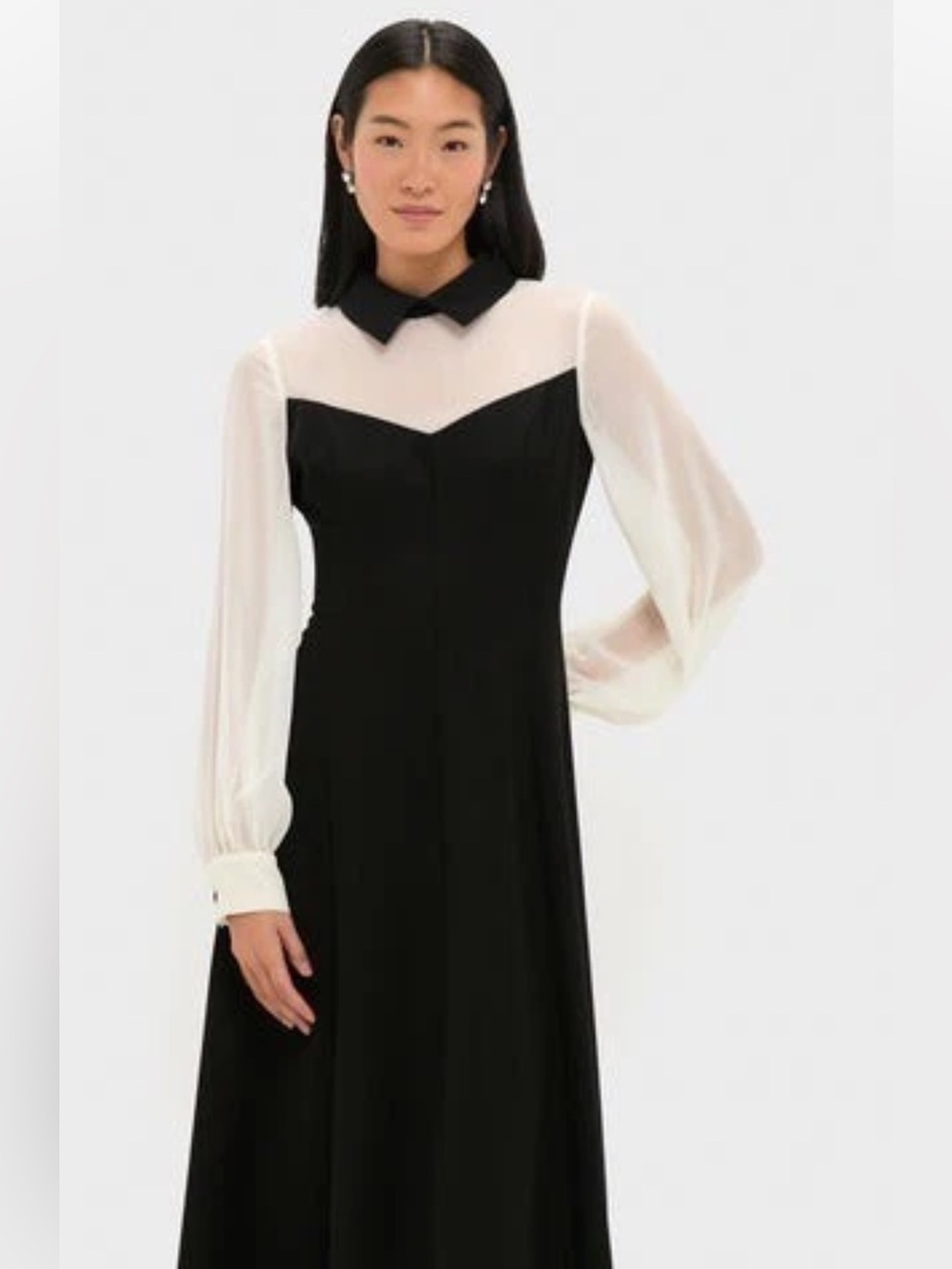 Tuckernuck Riva Tuxedo Dress in Black Ivory Small New Womens Midi Cocktail Party